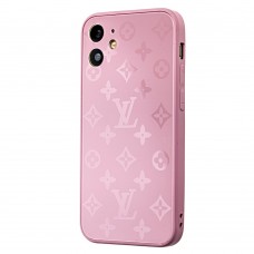 Чехол для iPhone 12 mini glass LV розовый