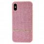 Чохол Swarovski для iPhone X / Xs смуга зі стразами рожевий