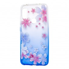 Чохол для Xiaomi Redmi Note 6 Pro Glamour ambre синій "квіти"