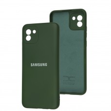 Чехол для Samsung Galaxy A03 (A035) Full camera зеленый / dark green