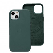 Чехол для iPhone 13 Leather classic Full MagSafe pine green