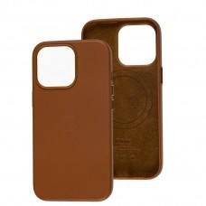 Чехол для iPhone 13 Pro Leather classic Full MagSafe brown