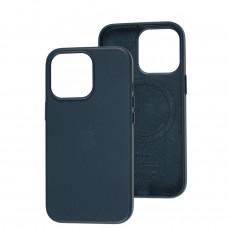 Чехол для iPhone 13 Pro Leather classic Full MagSafe indigo blue