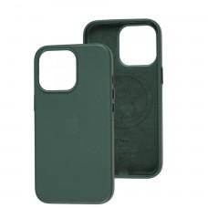 Чохол для iPhone 13 Pro Leather classic Full MagSafe pine green