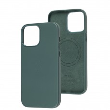 Чехол для iPhone 13 Pro Max Leather classic Full MagSafe pine green