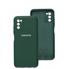 Чехол для Samsung Galaxy A03s (A037) Full camera зеленый / dark green