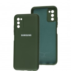 Чехол для Samsung Galaxy A03s (A037) Full camera зеленый / army green
