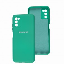 Чехол для Samsung Galaxy A03s (A037) Full camera бирюзовый / marine green