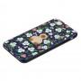Чохол Fairy Tails для iPhone 7/8 кіт з квітами синій