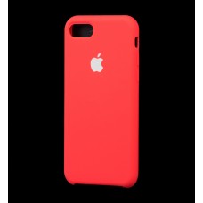 Чохол для iPhone 7 Silicone case яскраво-рожевий біле яблуко