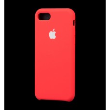 Чехол для iPhone 7 Silicone case ярко розовый белое яблоко