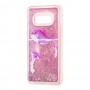 Чехол для Samsung Galaxy S10e (G970) Блестки вода "дельфин розовый"