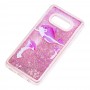 Чехол для Samsung Galaxy S10e (G970) Блестки вода "дельфин розовый"
