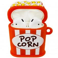 Чехол для Apple Airpods 3D cartoon с карабином popcorn