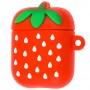 Чехол для Apple Airpods 3D cartoon с карабином strawberry