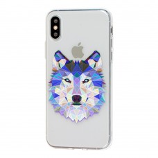 Чехол силиконовый для iPhone X / Xs волк   