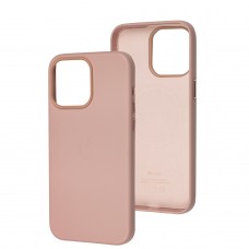 Чохол для iPhone 15 Pro Max Leather with MagSafe pink sand