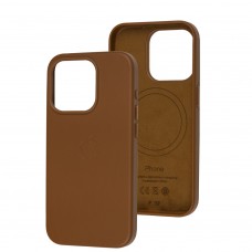 Чехол для iPhone 15 Pro Leather with MagSafe saddle brown