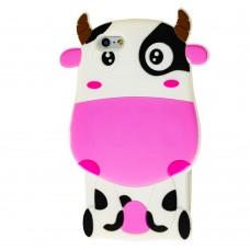 3D чехол корова для iPhone 6 бело розовый