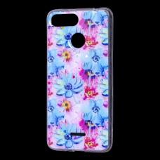 Чехол для Xiaomi Redmi 6 Flowers Confetti "синие цветы"