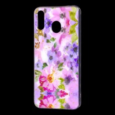 Чехол для Samsung Galaxy M20 (M205) Flowers Confetti "розово-фиолетовые цветы"