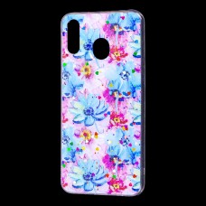 Чехол для Samsung Galaxy M20 (M205) Flowers Confetti "синие цветы"
