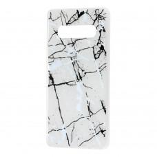 Чехол для Samsung Galaxy S10+ (G975) силикон marble белый