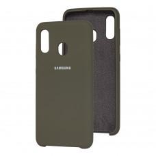 Чехол для Samsung Galaxy A20 / A30 Silky Soft Touch оливковый