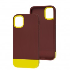Чехол для iPhone 11 Bichromatic brown burgundy / yellow