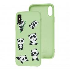 Чохол для iPhone X / Xs Wave Fancy funny panda / mint gum