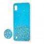 Чехол для Samsung Galaxy A10 (A105) блестки + popsocket "голубой" 