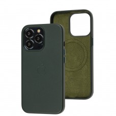 Чехол для iPhone 13 Pro Leather with MagSafe shirt green
