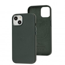 Чехол для iPhone 14 Leather with MagSafe shirt green