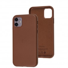 Чехол для iPhone 11 Leather classic Full golden brown