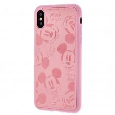 Чохол для iPhone X / Xs Mickey Mouse leather рожевий