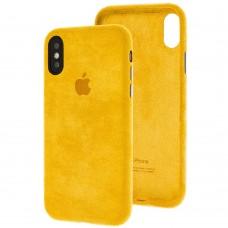 Чохол для iPhone X/Xs Alcantara 360 жовтий