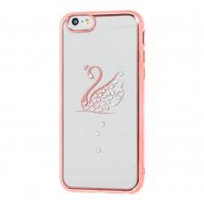 Чехол Kingxbar Diamond для iPhone 6 лебедь со стразами розовый