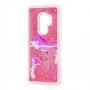 Чехол для Samsung Galaxy S9+ (G965) Блестки вода "дельфин розовый"