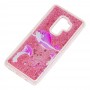 Чехол для Samsung Galaxy S9+ (G965) Блестки вода "дельфин розовый"