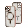 Чохол для iPhone 14 Fibra Chrome MagSafe rose gold