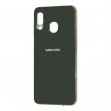 Чехол для Samsung Galaxy A20 / A30 Silicone case (TPU) темно-зеленый