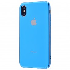 Чехол для iPhone X / Xs Silicone case (TPU) голубой