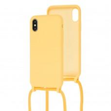 Чохол для iPhone Xs Max Lanyard без logo жовтий