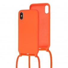 Чохол для iPhone Xs Max Lanyard with logo orange