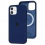 Чехол для iPhone 12 / 12 Pro MagSafe Silicone Full Size navy blue