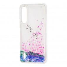 Чехол для Xiaomi Mi A3 / Mi CC9e Блестки вода "море чайки"