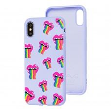 Чохол для iPhone X / Xs Wave Fancy rainbow smile / lavender