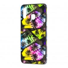 Чехол для Samsung Galaxy A20 / A30 glass print "пальмы"