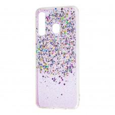 Чехол для Samsung Galaxy A20 / A30 glitter star конфети фиолетовый
