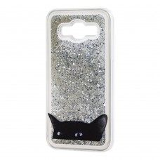 Чехол для Samsung Galaxy J5 (J500) серебристый "черный кот"